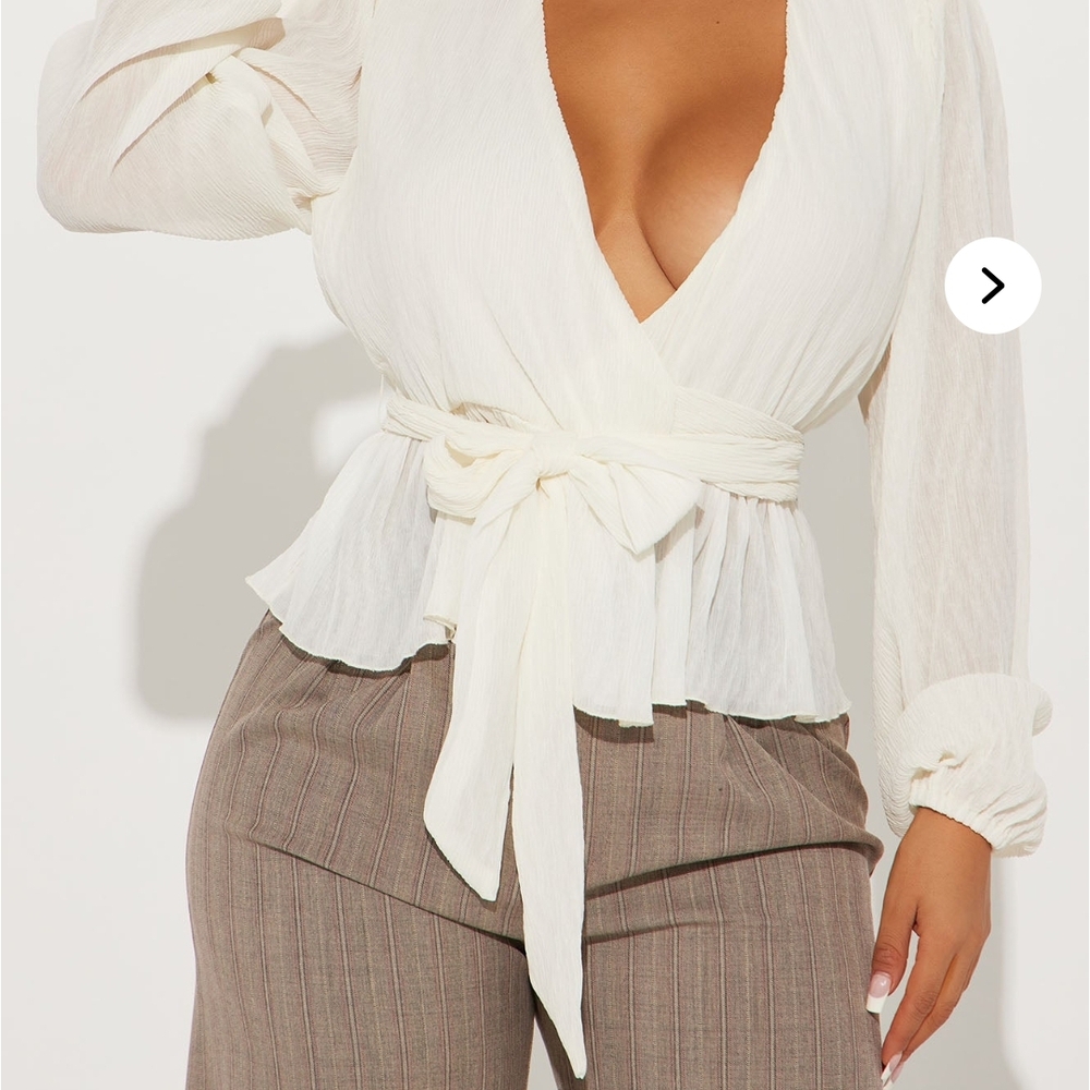 Fashion Nova Cream Wrap Blouse
